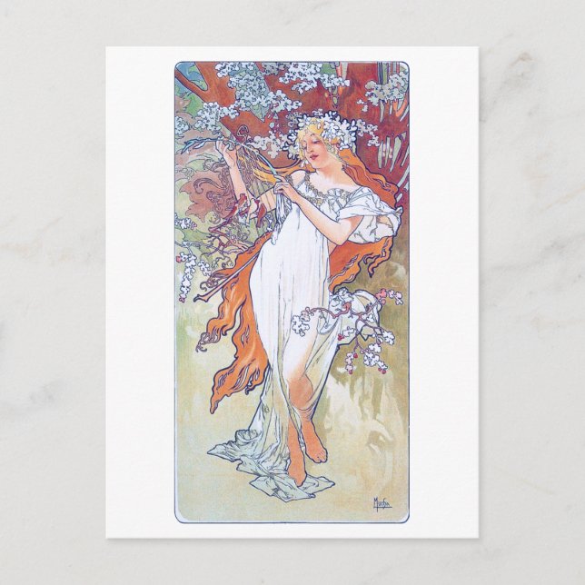 Spring (Four Seasons), Alphonse Mucha Postcard (Front)