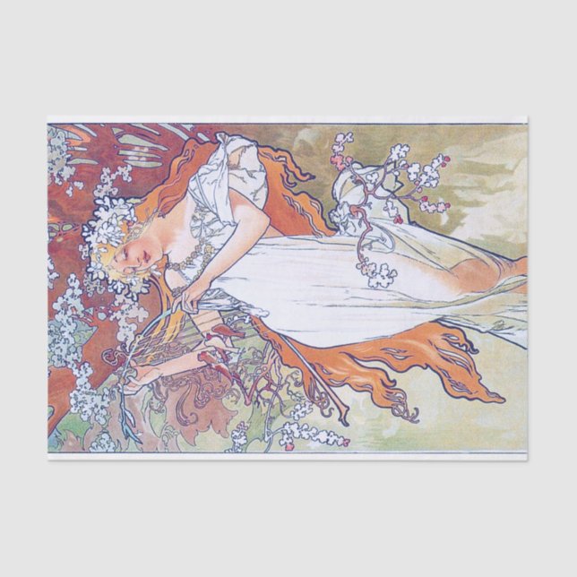 Spring (Four Seasons), Alphonse Mucha Tissue Paper (Front)