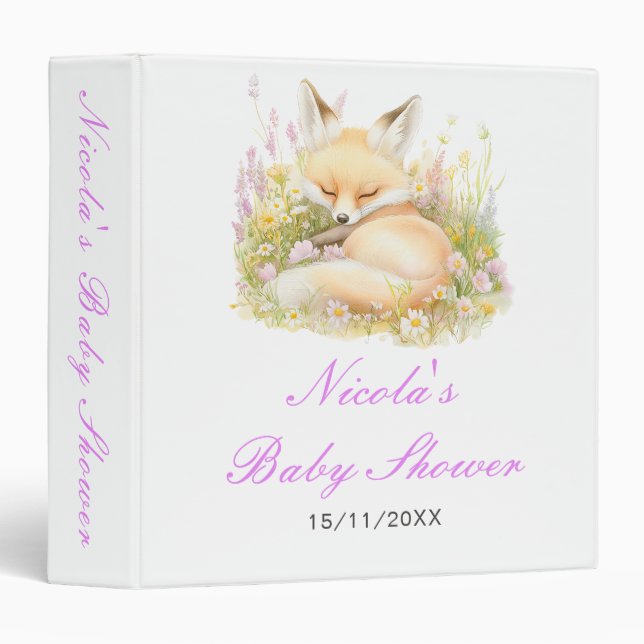 Spring Fox Baby Shower Photo Album Binder (Front/Spine)