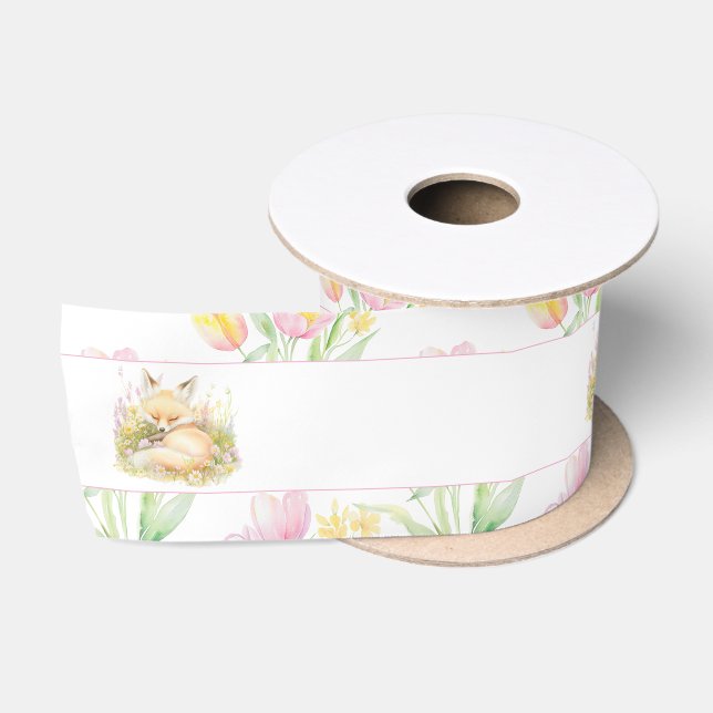 Spring Fox Baby Shower Satin Ribbon (Spool)