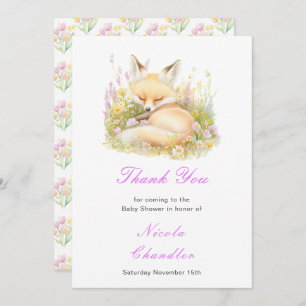 Spring Fox Baby Shower Thank You Card