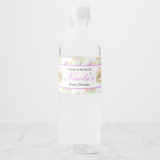 Spring Fox Baby Shower Water Bottle Label (Front)