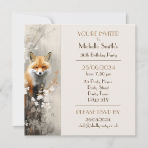 Spring Fox Birthday Party Invitation