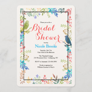 Spring Frame Vertical Bridal Shower Invitation