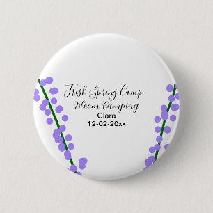 Spring fresh camping lavender flowers name date si 2 inch round button