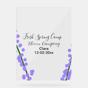 Spring fresh camping lavender flowers name date si acrylic sign