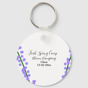 Spring fresh camping lavender flowers name date si keychain
