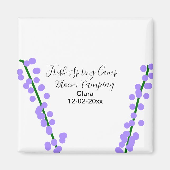 Spring fresh camping lavender flowers name date si magnet (Front)