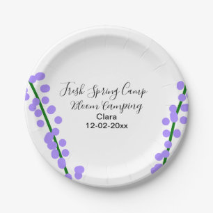 Spring fresh camping lavender flowers name date si paper plate