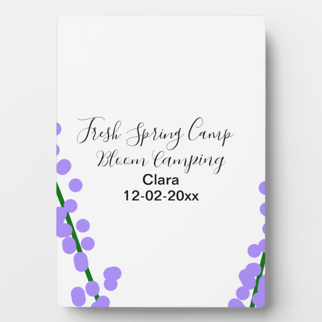 Spring fresh camping lavender flowers name date si plaque (Front)