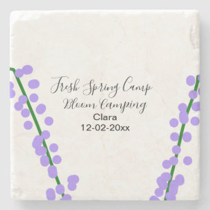 Spring fresh camping lavender flowers name date si stone coaster
