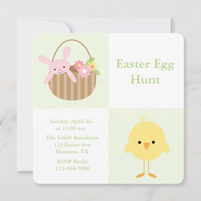 Spring Friends Easter Egg Hunt Holiday Card (Front)