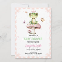 Spring frog baby shower invitation