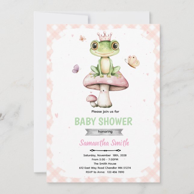 Spring frog baby shower invitation (Front)