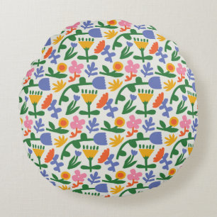 Spring Fun Floral Round Pillow