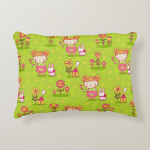 Spring Fun With Little Girl Accent Pillow