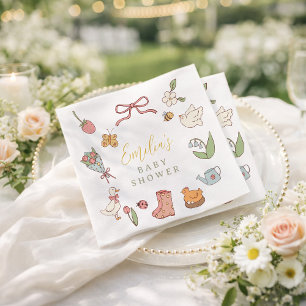 Spring Garden Baby Shower Animals Paper Napkins