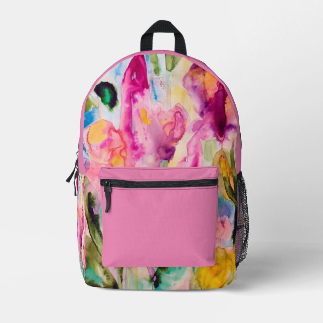 spring garden backpack with pink pocket (Front)