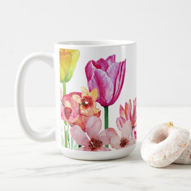 Spring Garden Blooms Coffee Mug (With Donut)