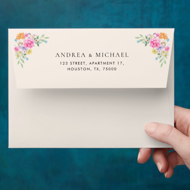 Spring Garden Botanical Floral Wedding Envelope (Hand)