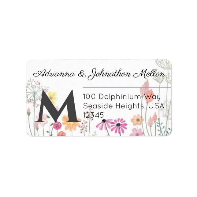 Spring Garden Custom Name & Initial Return Address Label (Front)
