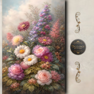 Spring Garden Daisy Rose Decoupage Tissue Paper
