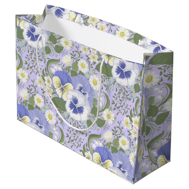 Spring Garden flowers on lavender Large Gift Bag (Back Angled)