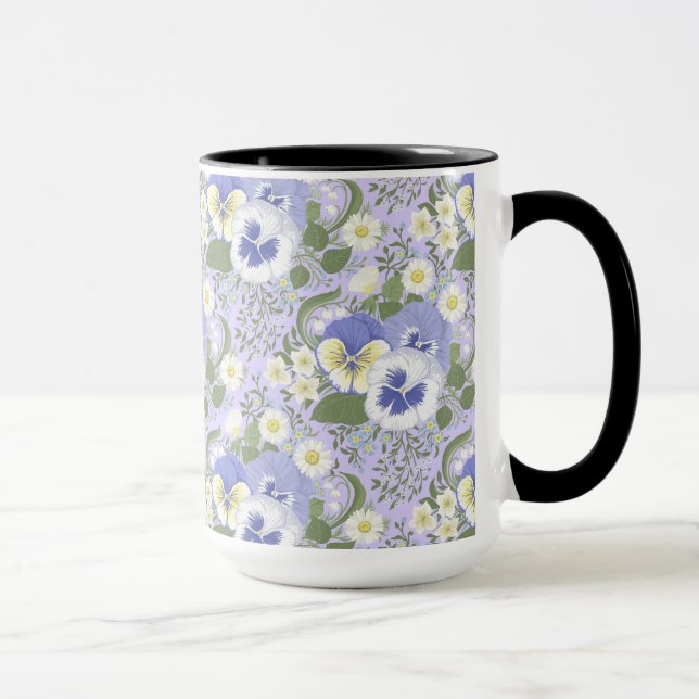 Spring Garden flowers on lavender Mug (Right)