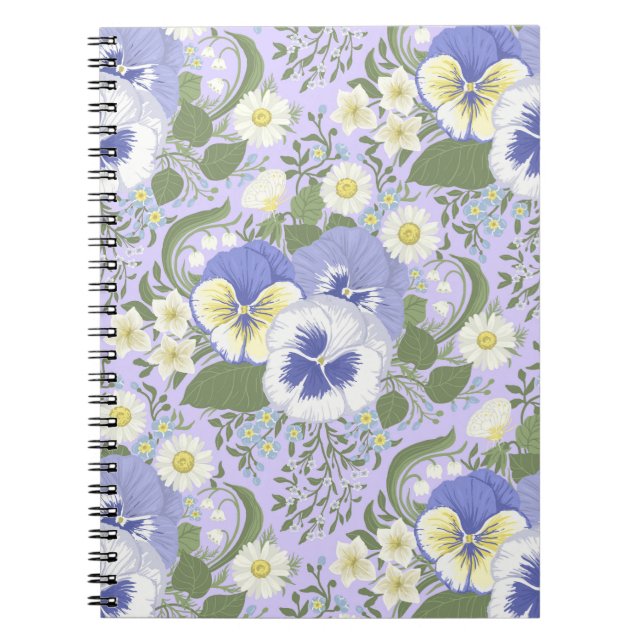 Spring Garden flowers on lavender Notebook (Front)