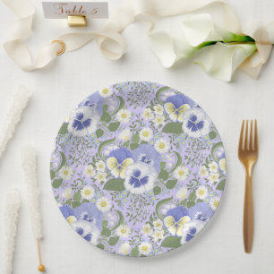 Spring Garden flowers on lavender Paper Plate
