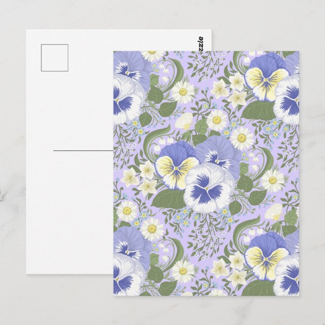 Spring Garden flowers on lavender Postcard (Front/Back)