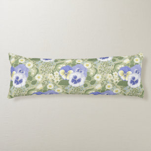 Spring Garden flowers on sage Body Pillow