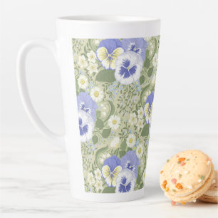 Spring Garden flowers on sage Latte Mug