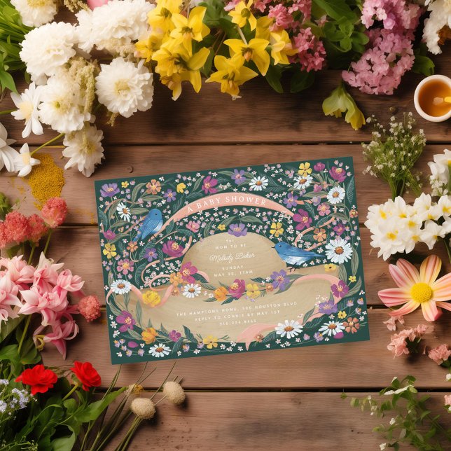 Spring Garden Flowers Sun Hat Baby Shower Invitation (Creator Uploaded)