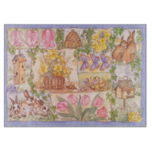 Spring Garden Glass Cutting Board