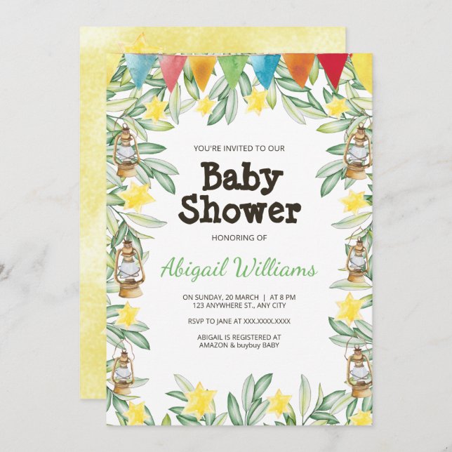 Spring Garden Greenery Baby Shower Invitation (Front/Back)