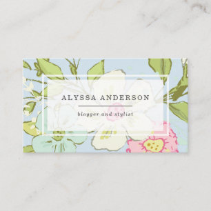 Spring Garden in Blue   Trendy Floral Business Card