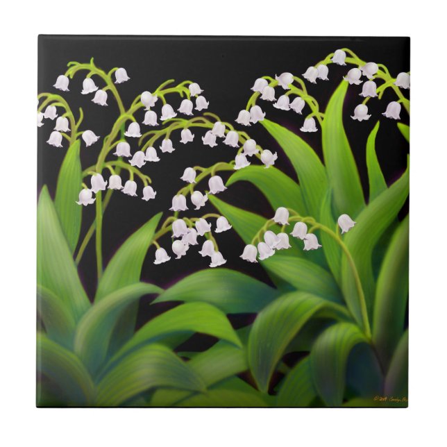 Spring Garden Lily of the Valley Flowers Tile (Front)