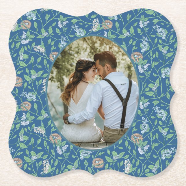 Spring Garden Mother Day Robin Nest Queen Photo Paper Coaster (Front)