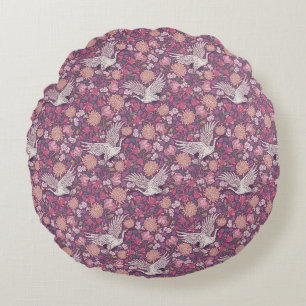 Spring Garden Mother's Day Asian Crane Chinese Round Pillow