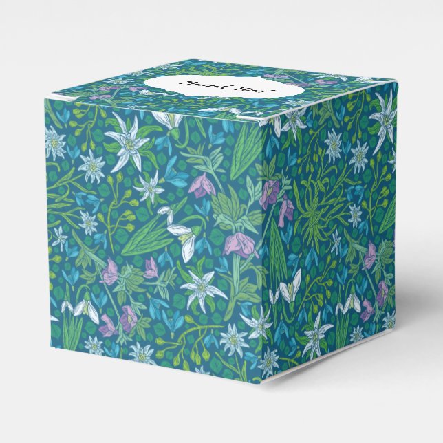 Spring Garden Mother's Day Blue Purple White Favor Box (Front Side)