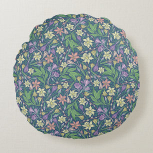 Spring Garden Mother's Day Daffodils Crocuses Round Pillow