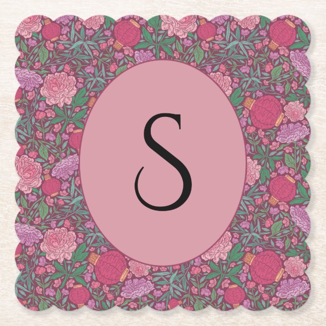 Spring Garden Mother's Day Japanese Paper Lanterns Coaster (Front)