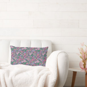 Spring Garden Mother's Day Poppies Japanese Fans Lumbar Pillow