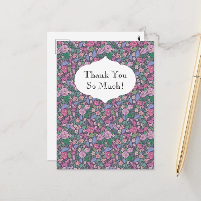Spring Garden Mother's Day Poppies Japanese Fans Postcard (Front/Back In Situ)