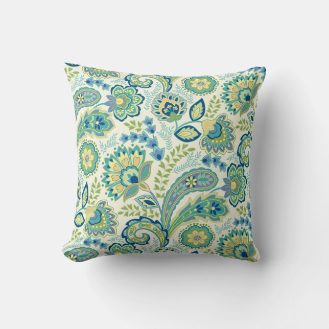 Spring Garden Paisley Throw Pillow (Front)