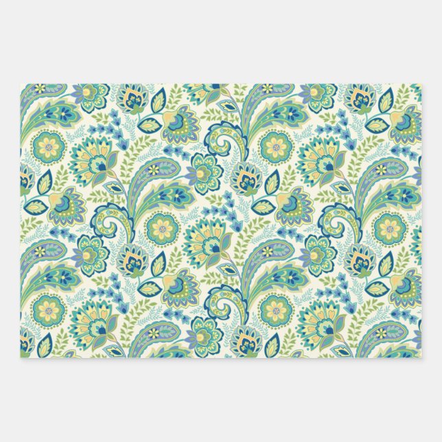 Spring Garden Paisley Wrapping Paper Sheet (Front)