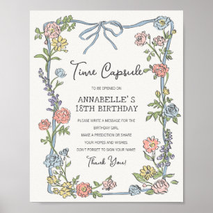 Spring Garden Party Floral Birthday Time Capsule Poster