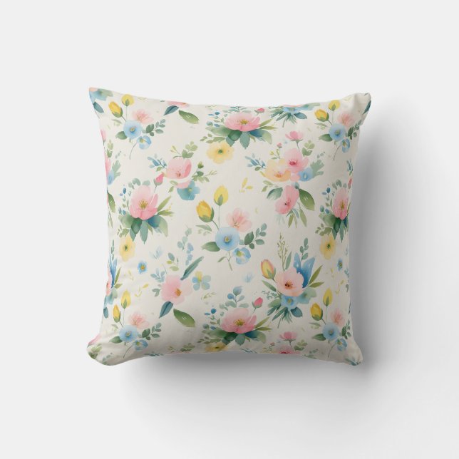 spring garden pastel florals throw pillow (Front)
