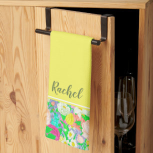 Spring garden personalized kitchen towel